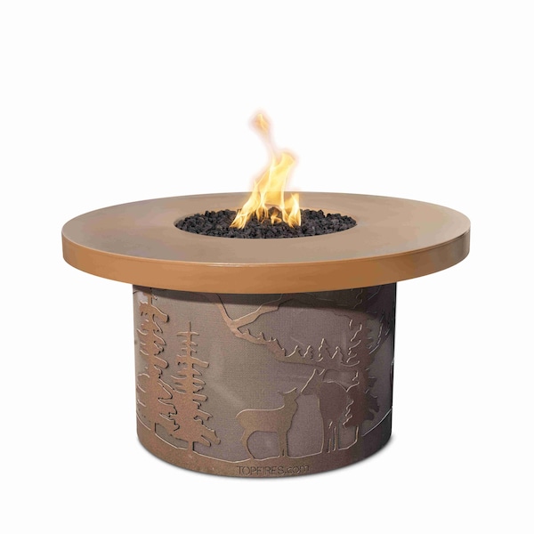 The Outdoor Plus 46 Round Outback Fire Pit, Match Lit w/Flame Sense System, Concrete Top, Liq. Propane OPT-OBRDC46FSML-RMS-BLK-LP - main